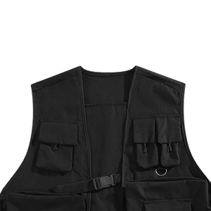 Chaleco Cargo de Verano para Hombre, Estilo Ropa de Trabajo, con Múltiples Bolsillos, Cierre de Cremallera, Fabricado en Lona - Product Image 3