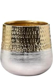 Gold Trimmed Metal Planter Set Of 2 Gold and <b>White</b> Color fancy Designing Plants Planters and Pots Top Selling Home Decor Planter - Product Image 6