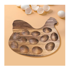 Wood Deviled Egg Platter With 12 <b>Cups</b> Round Manual Egg Tools Convenient Design Wood Deviled Egg Holder Tray - Product Image 3