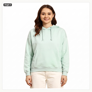 Sudadera con Capucha Casual de Estilo Urbano para Mujer, Personalizable, 100% Algodón, Felpa Francesa, Color Verde Menta, Ropa Casual Femenina - Product Image 1