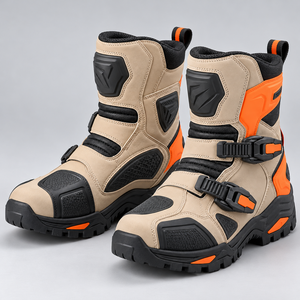 Bottes de moto courtes, chaussures de course professionnelles avec protection renforcée du talon et des orteils, semelle flexible et ajustement sécurisé pour les aventures sur route - Product Image 2