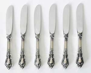 Stainless Steel BUtter <b>Knives</b> <b>Set</b> of 4 Ornate Handles Straight Edge Kitchen Cutlery - Product Image 3