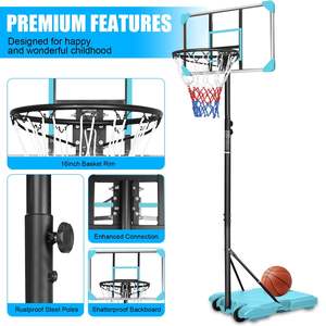 Sistema de portería de baloncesto portátil de 5,6-7 pies, tablero trasero de 28 pulgadas, ruedas de Base estable para interiores y exteriores, ajustables para equipos de entrenamiento - Product Image 5