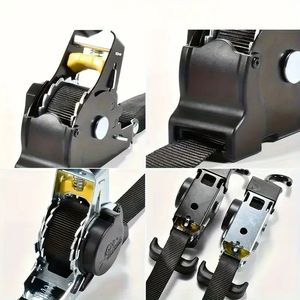 Resistente 1500lbs Auto retrattile cricchetto cinghie 4 Pack nero S ganci per sicuro bagaglio da carico moto 3.3m di lunghezza - Product Image 3