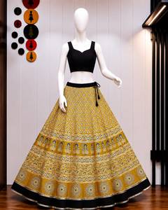 Traditional Indian Pakistani Lehenga Set Cotton Digital Print Floor-Length Skirt with <b>Maroon</b> Crop <b>Top</b> Women's Wedding Outfit - Product Image 3