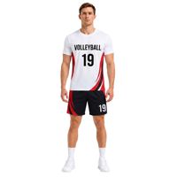 Tenue de volley-ball White Red Power Strike, tissu performant en maille polyester à séchage rapide, ensembles de maillots de match professionnels