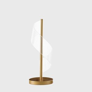 Lampada da Tavolo LED Moderna in Acrilico con Effetto Ondulato a S, Finitura Oro Spazzolato, Dinamo in Acrilico, 47,6 cm - Product Image 4
