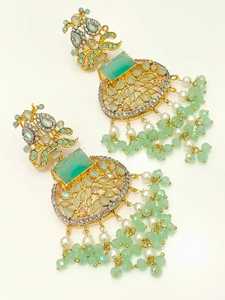 Juego de Aretes de Acero Inoxidable con Baño de Oro en Forma de Flor con Circonitas y Cuentas Rosas para Mujer, Estilo Bohemia, Joyería de Moda para Uso Diario - Product Image 2