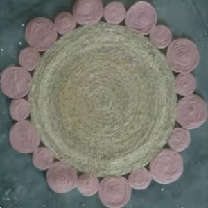 Alfombra Redonda Hecha a Mano 100% Yute con Diseño de Rayas, Tejido Ecológico de Peso Medio para el Hogar - Product Image 3