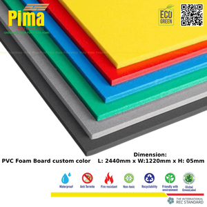 Panneaux décoratifs ignifuges en mousse PVC WPC de couleur personnalisée, épaisseur 5 mm, densité 0,6 g/cm³, pour publicité extérieure Living Pima - Product Image 2