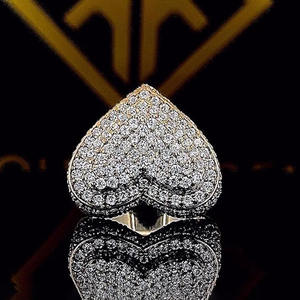 Round Brilliant Cut Moissanite Diamond Heart Shape Engagement <b>Wedding</b> <b>Ring</b> Iced Out Style 925 Sterling <b>Silver</b> Hip Hop <b>Mens</b> <b>Ring</b> - Product Image 1