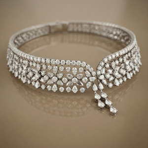 Luxury Platinum Diamond <b>Choker</b> Necklace With Pear Cut Natural Diamonds Wedding Women jewelry - Product Image 2