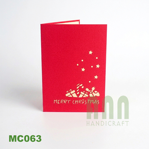 ANN HANDICRAFT MC063 Christmas Pop-up 3D Greeting Card <b>Red</b> Gold Stamping Die Cut <b>Paper</b> Handmade Star Shape - Product Image 5