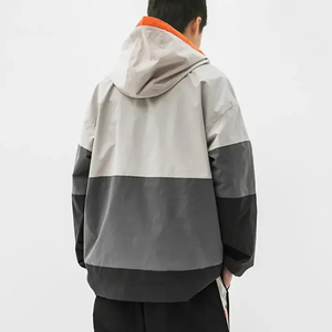 Blousons de survêtement à col zippé avec blocs de couleur et logo personnalisé, coupe oversize, coupe-vent, faible MOQ, vente en gros, fournisseur de survêtements d'entraînement - Product Image 3