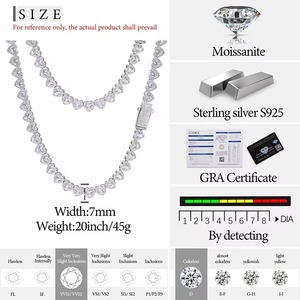 Collar de tenis con corazón brillante, tendencia 2026, joyería fina, colgantes y dijes, joyería de plata de ley chapada en rodio - Product Image 2
