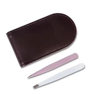 Juego de Pinzas para Pestañas Morje de Acero Inoxidable Quirúrgico de Precisión, Puntas Suaves con Estuche de Cuero para Uso Estético - Product Image 3