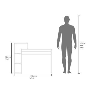Britt 43 \ "ampia scrivania in rovere naturale con quattro ripiani per il soggiorno dell'home Office o la configurazione dei giocatori - Product Image 4