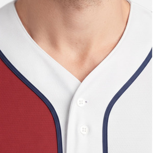 Maillot de baseball pour homme, entièrement boutonné, sublimé, 100 % polyester, col en V - Product Image 4