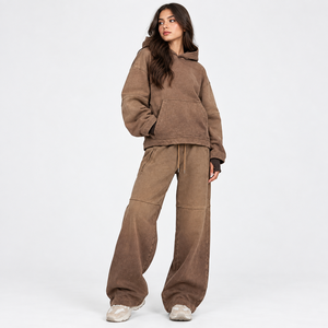 Sudadera extragrande de mezcla de algodón lavado para mujer con hombros caídos, efecto descolorido por el sol, estilo vintage - Product Image 6