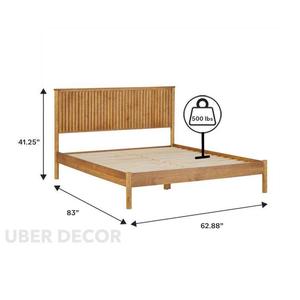 BirchRipple Contemporary <b>Wooden</b> <b>Slat</b> Platform Bed Customisable for Relaxed Interiors - Product Image 1