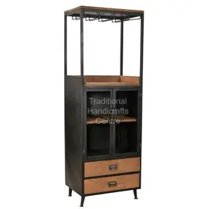 Traditional Best Quality Iron Cabinet with Wooden Drawer Antique Cabinets Wine Cabinet Bar Living Room Furniture