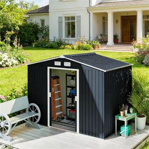 Capanno in Metallo Grigio Chiaro e Grigio Scuro per Giardino o Deposito Attrezzi - Product Image 1