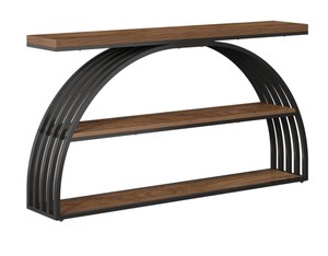 Mesa Consola Moderna de Madera Maciza con Estructura de Hierro y Almacenamiento para Comedor o Sala de Estar Estilo Rústico - Product Image 5