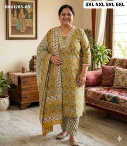คอลเลคชั่นชุดคุर्ติ-กางเกงขายาวและผ้าคลุมไหล่พิมพ์ลายผ้าฝ้ายคุณภาพสูงแบบพลัสไซส์มาใหม่ ผลิตโดยผู้ผลิตจากเมืองสุราษฎร์ - Product Image 4