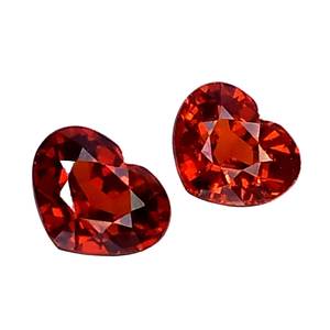Pierre précieuse naturelle en grenat Spessartite rouge orangé, forme cœur, provenant de Namibie, pierre non montée pour la fabrication de bijoux (boucles d'oreilles). - Product Image 6