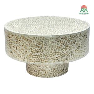 Nouvelle conception élégante : Tables basses gigognes en nacre de style rustique – Rondes, dorées - Product Image 1