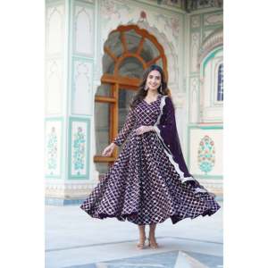 Faux Blooming con lentejuelas Vestido DE TRABAJO bordado con Dupatta - Product Image 2