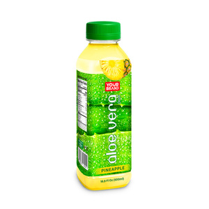 500ml Natural Aloe Vera Pineapple Flavor Juice Drink Squeezed Fruit Wholesale Custom Label Beverage PET <b>Bottle</b> Manufacturer - Product Image 1