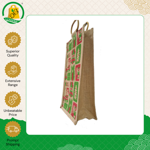 Bolsa de Compras de Yute Blanca con Estampado Geométrico Personalizado, Venta al Por Mayor de Alta Calidad a Bajo Precio - Product Image 5