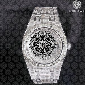 Montre pour homme Charm Jewells en acier inoxydable, boîtier de 40 mm, accents de diamants, analogique, luxe, mode, mouvement mécanique, date automatique, fonction push - Product Image 4