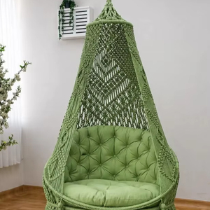 Columpio, Columpio de macramé, Silla columpio de macramé, Silla colgante de macramé, Silla hamaca, Columpio de interior, Silla columpio para patio, Columpio de macramé - Product Image 1