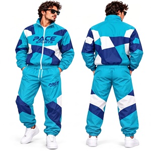 Ensemble veste coupe-vent et pantalon gris anthracite et vert citron pour homme, imperméable, avec empiècements contrastants, vêtements de sport, vente en gros - Product Image 6