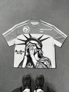 T-shirts amples pour hommes en coton épais de haute qualité, col rond, personnalisables, vente en gros, tailles plus, OEM - Product Image 5