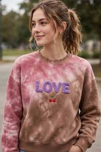Sudadera Oversize de Algodón Antipilling con Estampado Puff Personalizado y Hombros Caídos para Mujer, con Gráfico Motivacional de Fuerza - Product Image 4