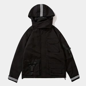Chaqueta Bomber Unisex Techwear, Táctica, Multibolsillos, Estilo Cargo, Impermeable, Cortavientos, Urbana, con Capucha, Protección UV, Poliéster/Nailon - Product Image 1