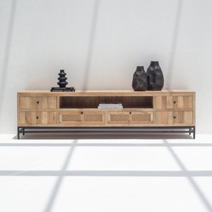 Mueble para TV de Madera Vandana Novara Pebble, Consola de Entretenimiento Moderna de Madera Sólida Minimalista - Product Image 1