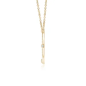 Collier Pendentif Fer à Cheval Classique de Créateur en Or 14K avec Saphir Bleu Naturel et Diamants Pavés – Bijoux de Luxe Porte-Bonheur - Product Image 2