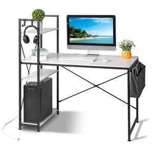 Scrivania per Computer FCH 120*60*120cm Bianca Tipo H in Truciolato Triaminico con Borsa Non Tessuta e Porta USB - Product Image 1