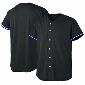 เสื้อเบสบอลชาย แขนสั้น คอวี ติดกระดุมด้านหน้า แบบเรียบ ขายส่ง - Product Image 1