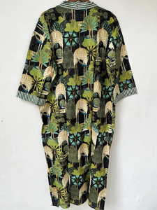 Bata Kimono con Estampado de Dibujos Animados para Mujer, Suave y Transpirable, de Algodón, para Verano, Hecha a Mano, ODM, Cuello en V, Cintura Elástica, Largo Completo - Product Image 5