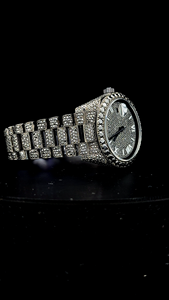 Reloj de pulsera con esfera redonda de moissanita negra, aprobado por el probador de diamantes, de alta calidad, con caja. - Product Image 2