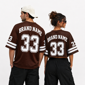 Brown Mesh <b>Shirt</b> Men Oversized V Neck <b>T</b>-<b>Shirt</b> Hip Hop American Football Jersey Short Sleeve Streetwear Fan Edition Soccer Tees - Product Image 3