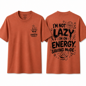 Camiseta de Manga Corta para Hombre Sangita, Cuello Redondo, Color Naranja, Corte Regular, Estampado de Letras, 100% Algodón, Transpirable, Impresión por Transferencia de Calor - Product Image 1
