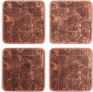 Custom Logo Laser Engraved Bohemian Design Wood <b>Coaster</b> Set Holder Non-Toxic Handmade <b>Drink</b> <b>Coasters</b> for Bar Coffee Table Decor - Product Image 5