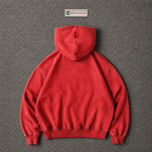 เสื้อฮู้ดซิปสีแดงสไตล์วินเทจ แต่งลายปัก “Feel Lost But Im Back” ทรงโอเวอร์ไซส์ สตรีทแวร์ลำลอง แฟชั่น - Product Image 6