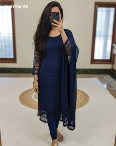 New Arrival Net with Chikankari work Readymade Straight 3/4 Sleeve <b>Kurti</b>-Legging-Georgette Lace Border Dupatta Woman Fashion - Product Image 3